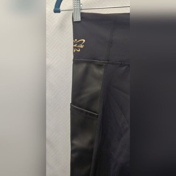 Laila Ali Faux Leather Side Panel Leggings NEW - Picture 6 of 13